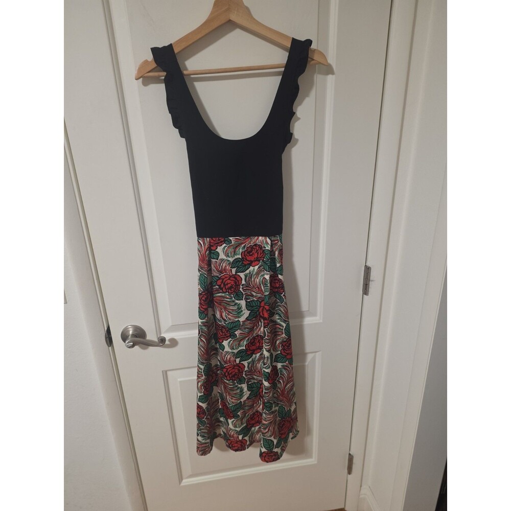 Anna Sui apron Dark Floral embroidered used Japan